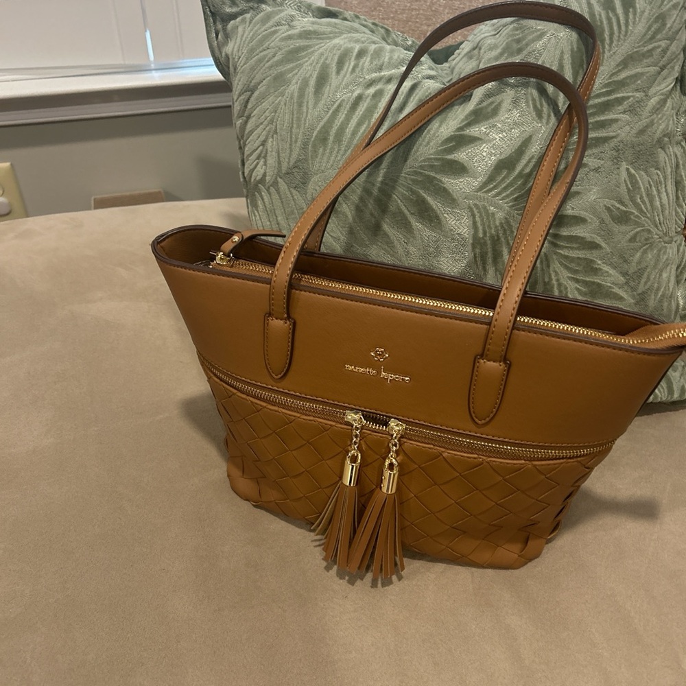 Nanette Lepore Tan Woven Tote Bag